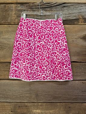 Brooks Brothers paisley skirt, hot pink/white , size 4